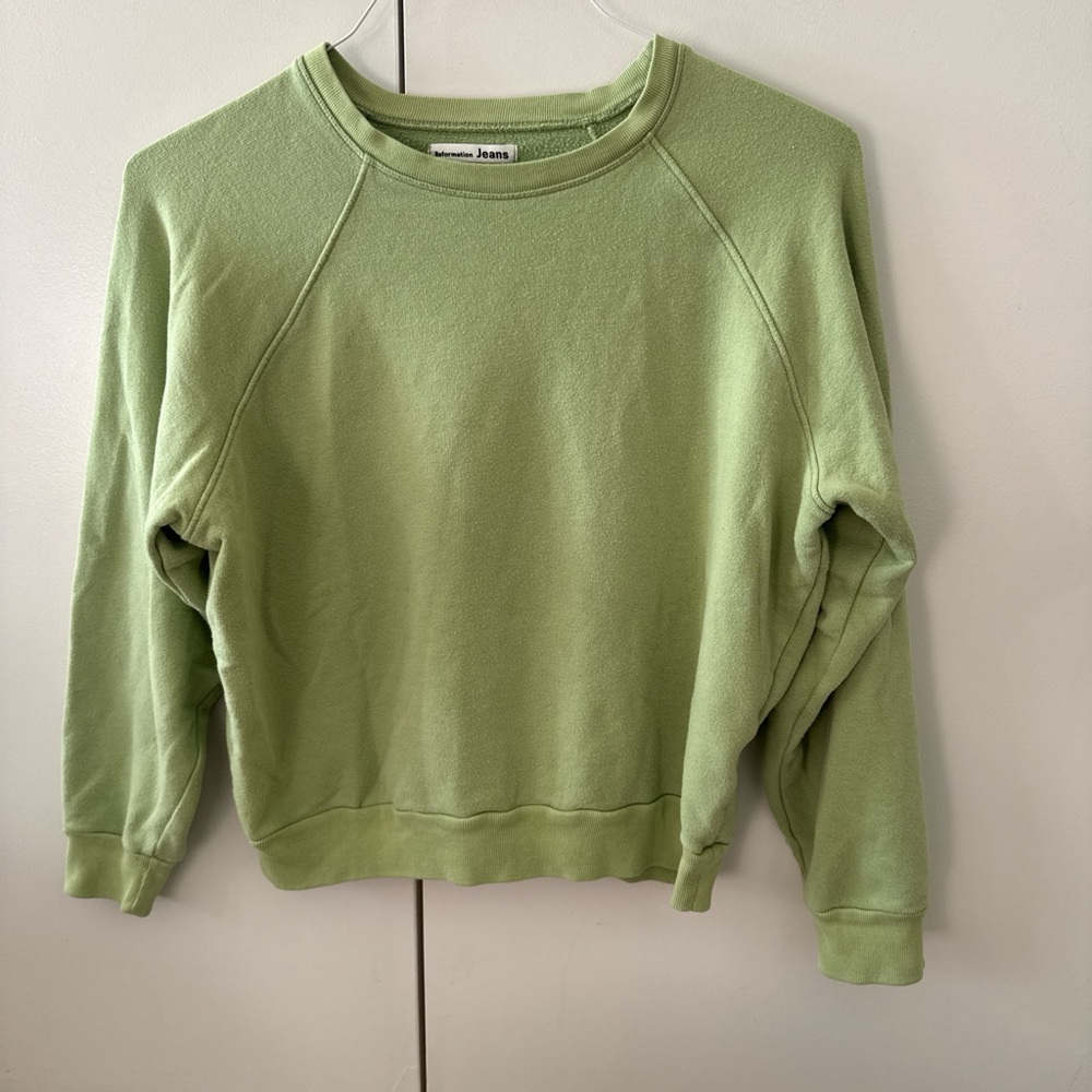 Reformation Light Green Crew Neck Sweater